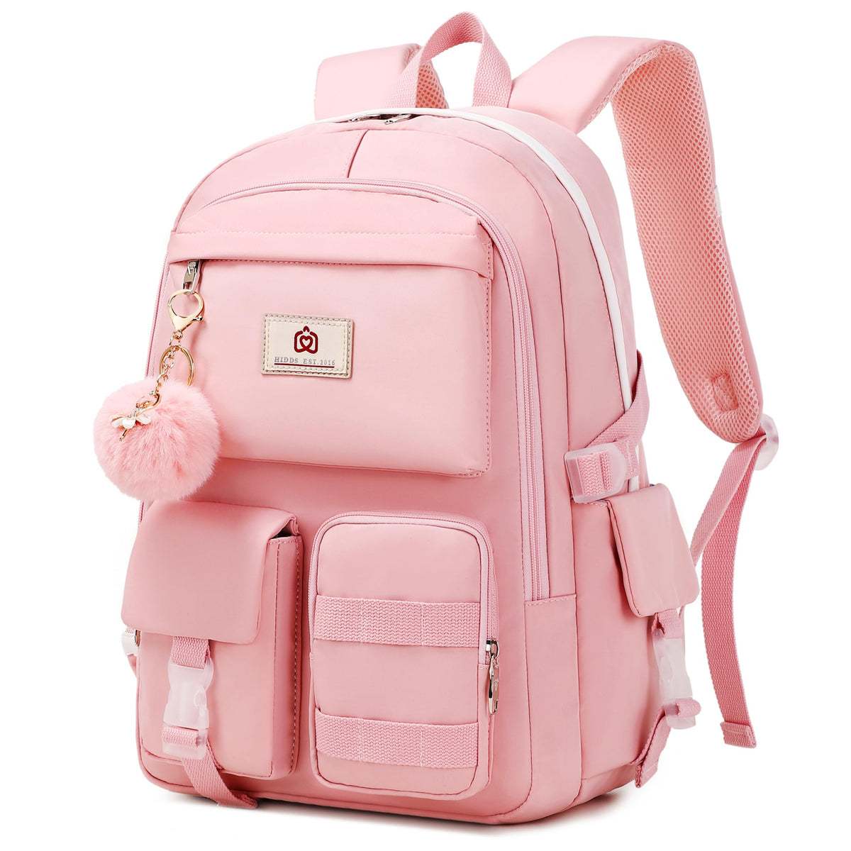 KIDNUO Backpack for Girls Laptop Backpacks 15.6 Inch College Cute Bookbag Anti Theft Primary Elementary School Bag Casual Daypack for Students Teens Girls Women (Pink)