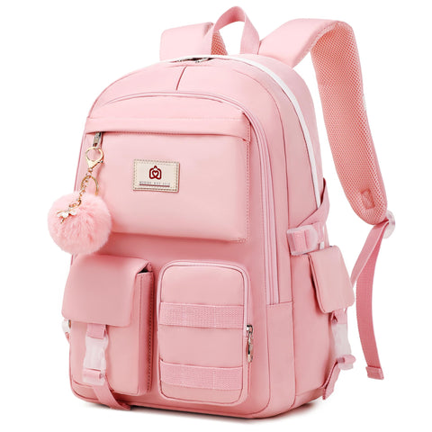 KIDNUO Backpack for Girls Laptop Backpacks 15.6 Inch College Cute Bookbag Anti Theft Primary Elementary School Bag Casual Daypack for Students Teens Girls Women (Pink)