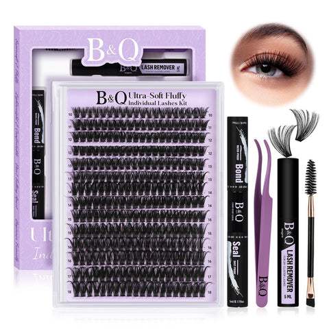 Lash Extension Kit for Beginners 280PCS 90D 10-18mm Eyelash Extension Kit Diy Lash Extension Kit Ultra - Soft Volume Lash Cluster Kit Mixed D Curl Lash Kit Individual Lashes Kit (90D-D-10-18Mix)