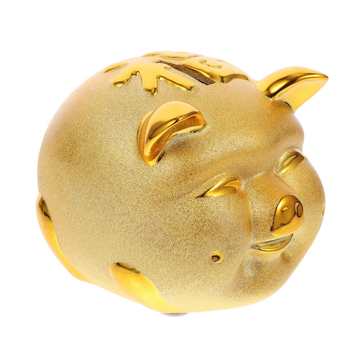 HEALLILY Gold Resin Pig Money Bank Lucky Gold Piggy Bank Fortune Pig Coin Storage Box Money Container Chinese Feng Shui Ornament Gift for Family Friends