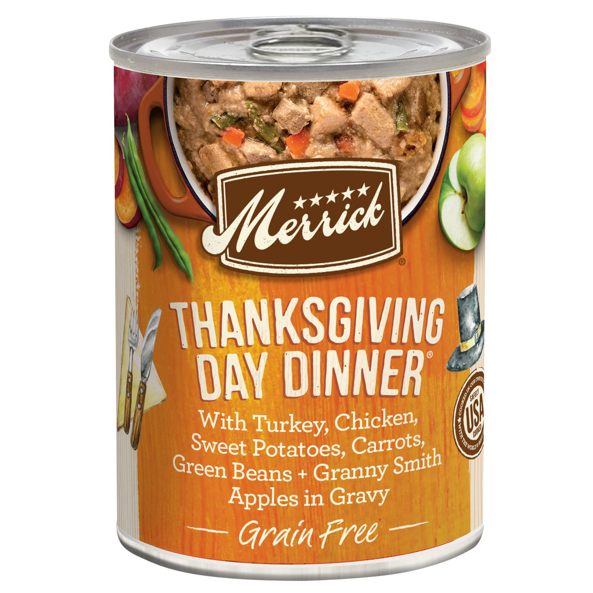 Merrick Grain Free Wet Dog Food, Premium Gluten Free Canned Adult Dog Food, Thanksgiving Day Dinner - (12) 12.7 Oz. Cans