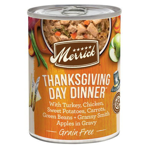 Merrick Grain Free Wet Dog Food, Premium Gluten Free Canned Adult Dog Food, Thanksgiving Day Dinner - (12) 12.7 Oz. Cans