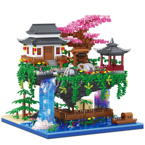 Vziimo Cherry Blossom Bonsai Tree Building Set, Architecture of Peach Blossom Pond Building Set, Collectible Models Gifts for Teens Adults 14+ (3320 PCS)