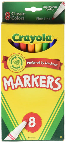 Crayola Products- Non-Washable Markers, Fine Point, Classical Colors, 8/Set- Sold As 1 Set- An Essential Item For Arts And Crafts. Classic, Durable And Durable Markers Propose