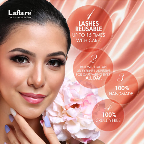 Laflare 3D SILK MINK Premium Faux Mink Eyelashes, Cat Eyes, Wispy, Fluffy, Soft as Mink, Multi-layered False Lashes (SM11)