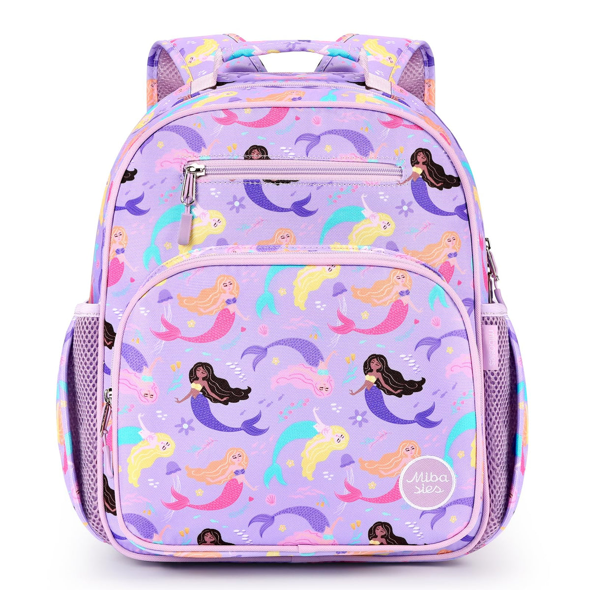 mibasies Kids Backpack for Girls: Girls Backpack 5-8 - Kindergarten Elementary School Backpack for Girls - Mermaid Backpack for Girls Purple