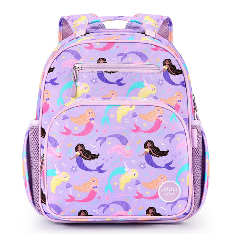 mibasies Kids Backpack for Girls: Girls Backpack 5-8 - Kindergarten Elementary School Backpack for Girls - Mermaid Backpack for Girls Purple