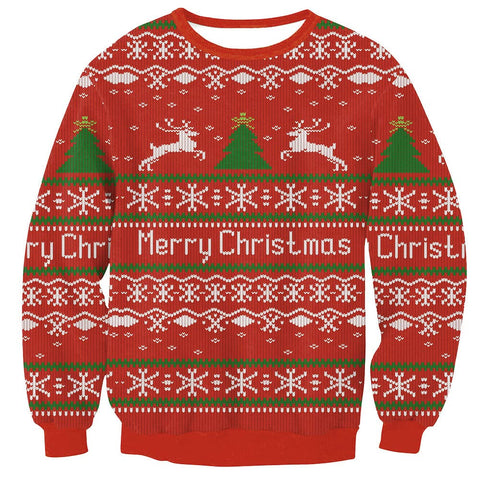 BesserBay Men's 3D Printed Christmas Sweater Crew Neck Long Sleeve Jumper S-XXL, Red-a2, XL
