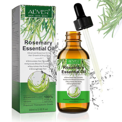 Rosemary Oil for Hair Growth, Rosemary Essential Oil for Hair Growth & Skin Care, Improve Hair Loss and Nourishes Scalp for Men and Women, Hair Growth Oil Promotes Eyebrow and Eyelash Growth,60ml