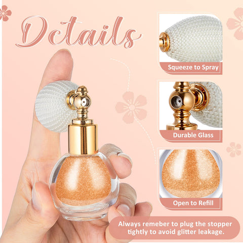 Swiffen 2 Pcs Body Glitter Spray Cosmetic Shimmer Makeup Glitter Silver and Nude Pink Shimmer Spray with 2 Jars of Refills Each for Hair Body Face Clothes Nail Powder Craft