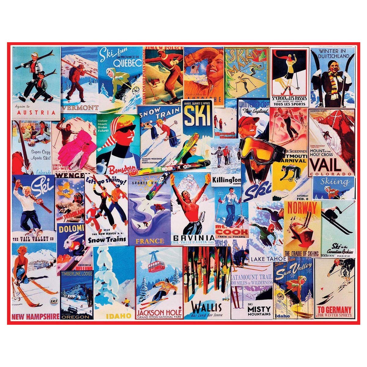 White Mountain Puzzles Ski Posters - 1000 Piece Jigsaw Puzzle