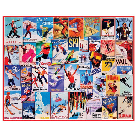 White Mountain Puzzles Ski Posters - 1000 Piece Jigsaw Puzzle