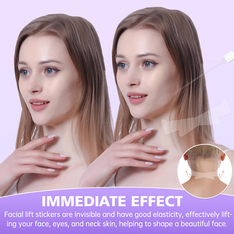 Face Lift Tapes, Neck Lift Tapes Ultra-Thin & Transparent Facial Neck Lifting Bands Set Neck Lift Stickers, Face Neck Rescue Instant Correcting Strips, Tightening Lift Neck and Face Sagging Skin