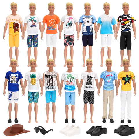 SOTOGO 36 Pieces Doll Clothes and Accessories for 12 Inch Boy Doll Include 14 Sets Outdoor Traveling Hiking Casual Clothes and Shoes Sunglasses Doll Hat Accessories