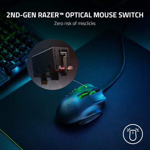 Razer Naga X Wired MMO Gaming Mouse: 18K DPI Optical Sensor - 2nd-gen Optical Switch - Chroma RGB Lighting - 16 Programmable Buttons - 85g - Classic Black