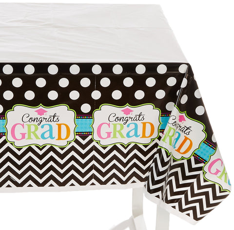 Dream Big Tablecover Graduation Party Tableware, Plastic, 54" x 84", Pack of 3.