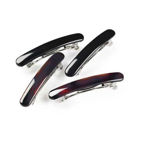Manicare Mini Hair Barrettes, Pack Of 4 Hair Clips For Decorating or Sectioning Hair, Secure Grip, Gentle On The Hair And Scalp, Elegant French Clasp, Tortoiseshell and Black