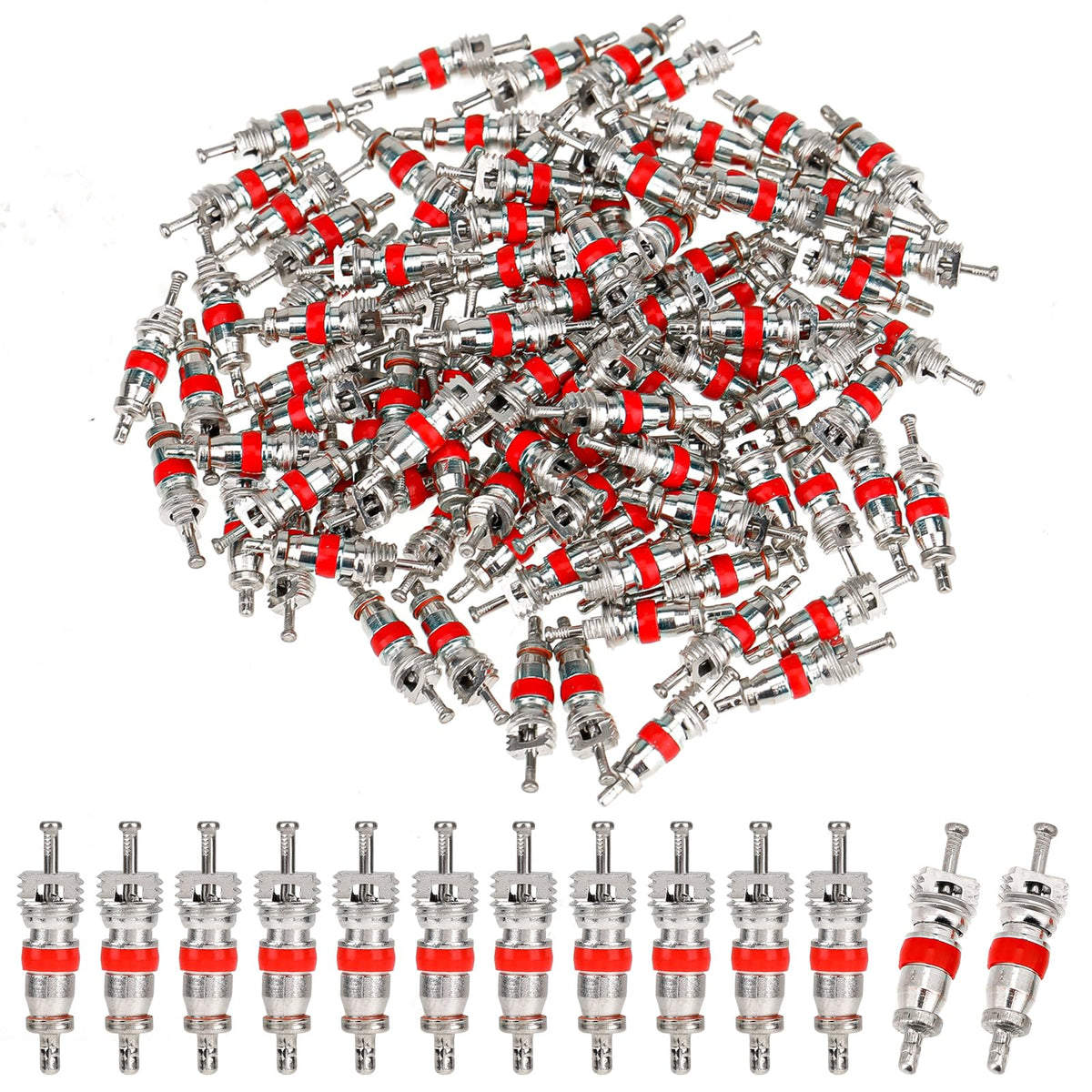 100pcs Premium Tyre Tire Valve Cores, Valve Stem Core Part Replacement, Tire Valve Stems Standard Valve Core, Universal Tire Valve Core for Most Models of Cars, Trucks, Motorcycles and Bicycles
