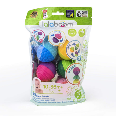 Lalaboom - Preschool Educational Beads - Montessori Shapes and Colors Construction Game and Learning Toy for Babies and Children from 10 Months to 4 Years Old - BL100, 12 Pieces