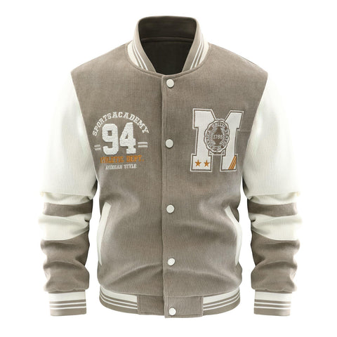 CLOAKA Men's Varsity Jacket Letterman Baseball Bomber Jacket Fall Spring Lightweight Fashion Causal Streetwear Khaki XL
