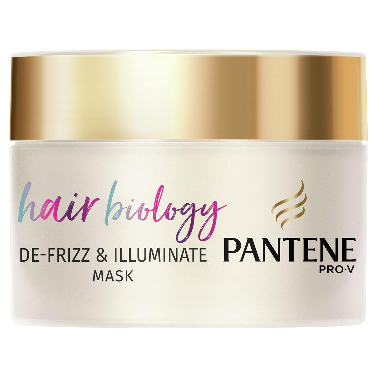 Pantene De-frizz & Illuminate Hair Mask, For Frizzy Or Dry And Coloured Hair, With Hyaluronic Acid, Omega 9 And Pro-V Blend Reconstructing Mask, Helps To Repair Damage, 160 ml