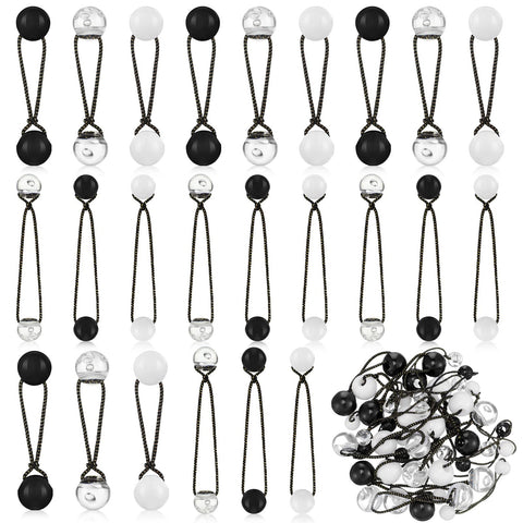 Jutom 24 Pieces Hair Ties 20mm Hair Balls Bubble Ponytail Holders for Girls double Bead Bubble Hair Ties Colorful 80s 90s Hair Elastic Accessories for Baby Toddler(Black and White Series)