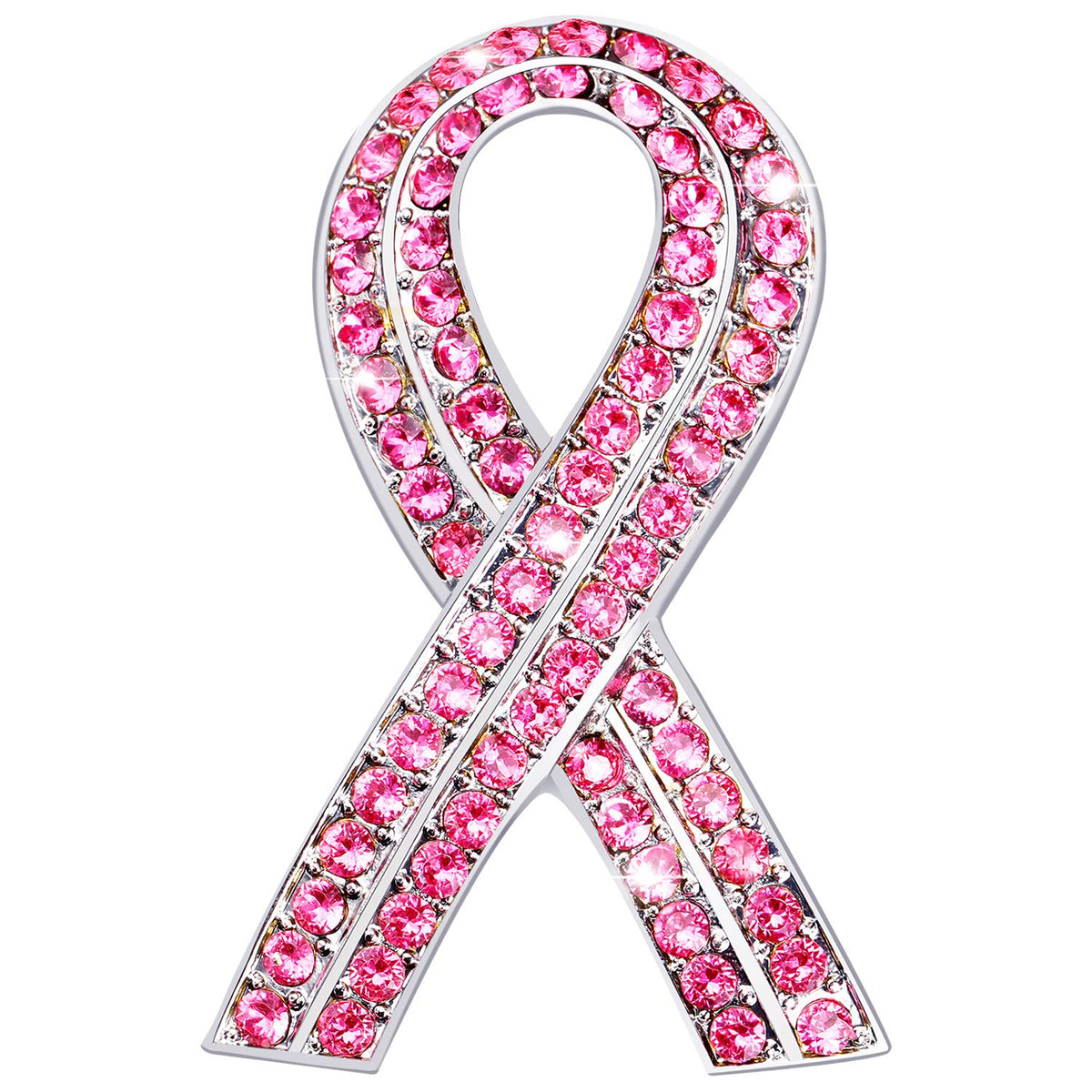 WILLBOND 8 Pieces Breast Cancer Awareness Pins Pink Brooch Pin Ribbon Crystal Lapel Pin for Women