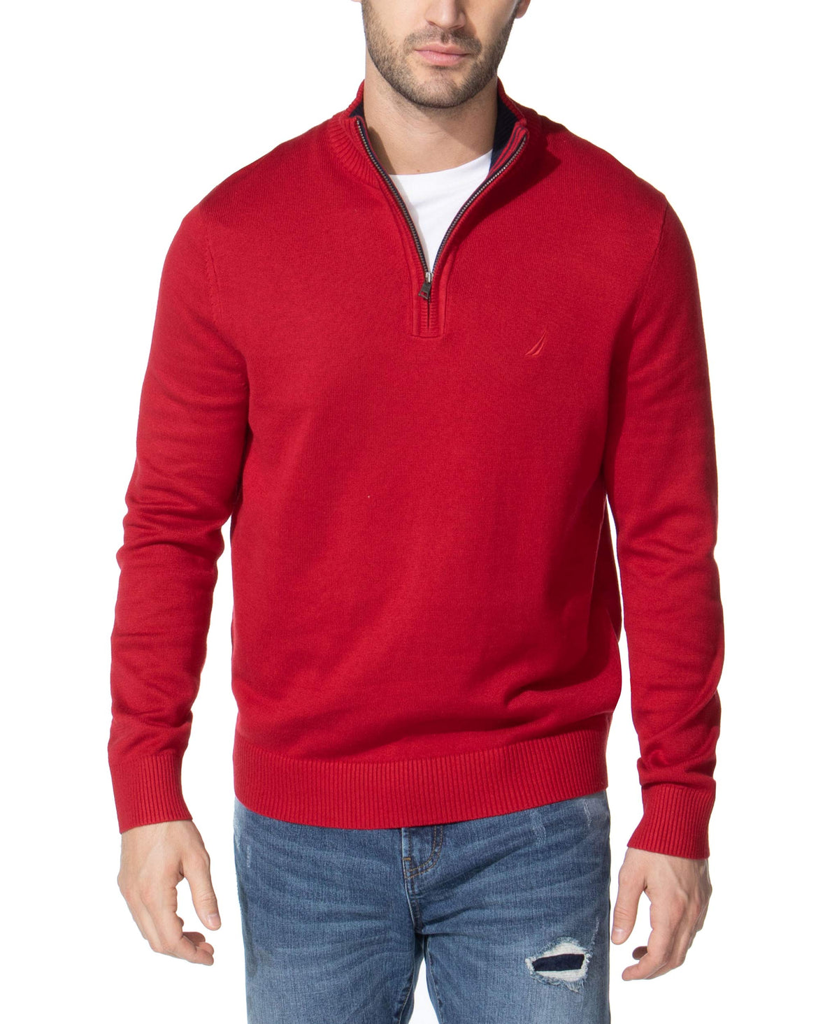 Nautica Men's Quarter-Zip Sweater Red, Medium