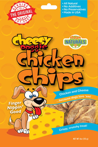 Yeegfeycc Cheesy Doggie Chicken Chips | Dog Treats Made in USA - 4 oz 100% Chicken