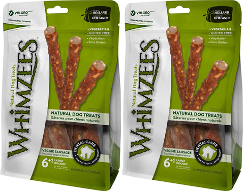 Whimzees Natural Dog Treats - Veggie Sausage Sticks Large - 7 Pack - (Dogs 40-60 lbs) - Pack of 22