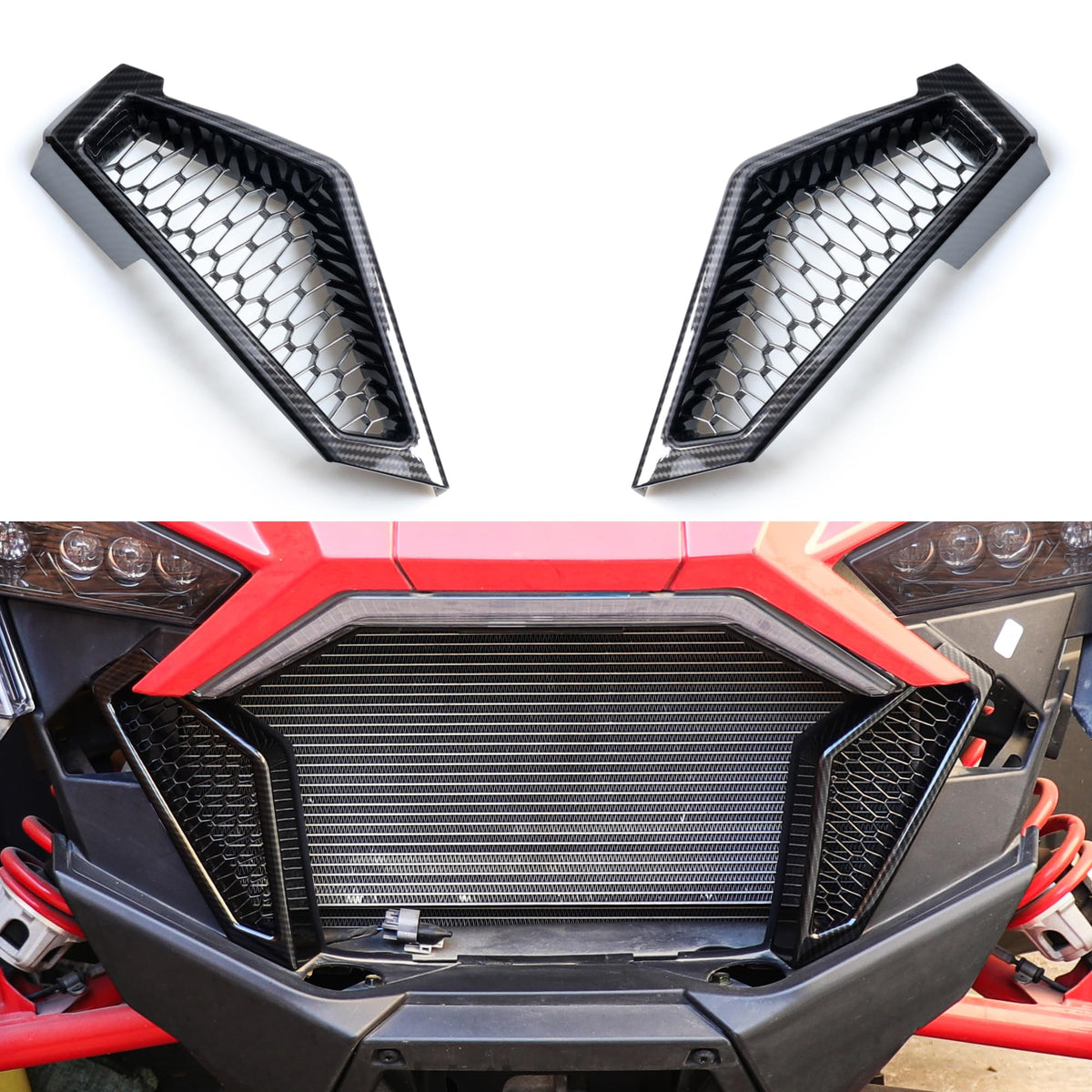 RERPRO UTV RZR PRO XP Front Side Mesh Grill Cover Fascia Grille Insert Compatible with 2020 2021 2022 2023 2024 Polaris RZR PRO XP / 4 Exterior Accessories Inlet Protection Bezel Trim Decor Decal
