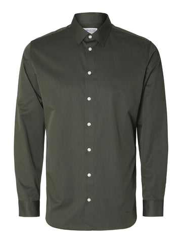 SELETED HOMME Men's Slhslimethan Shirt Ls Classic Noos, Forest Night/Detail: Black, XL