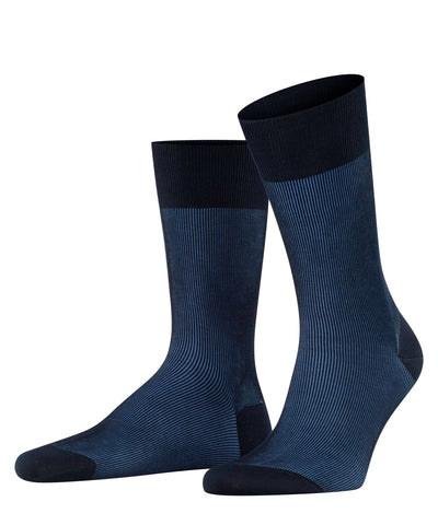 FALKE Men's Fine Shadow M So Cotton Patterned 1 Pair Socks, Blue Dark Navy 6370, 7-8
