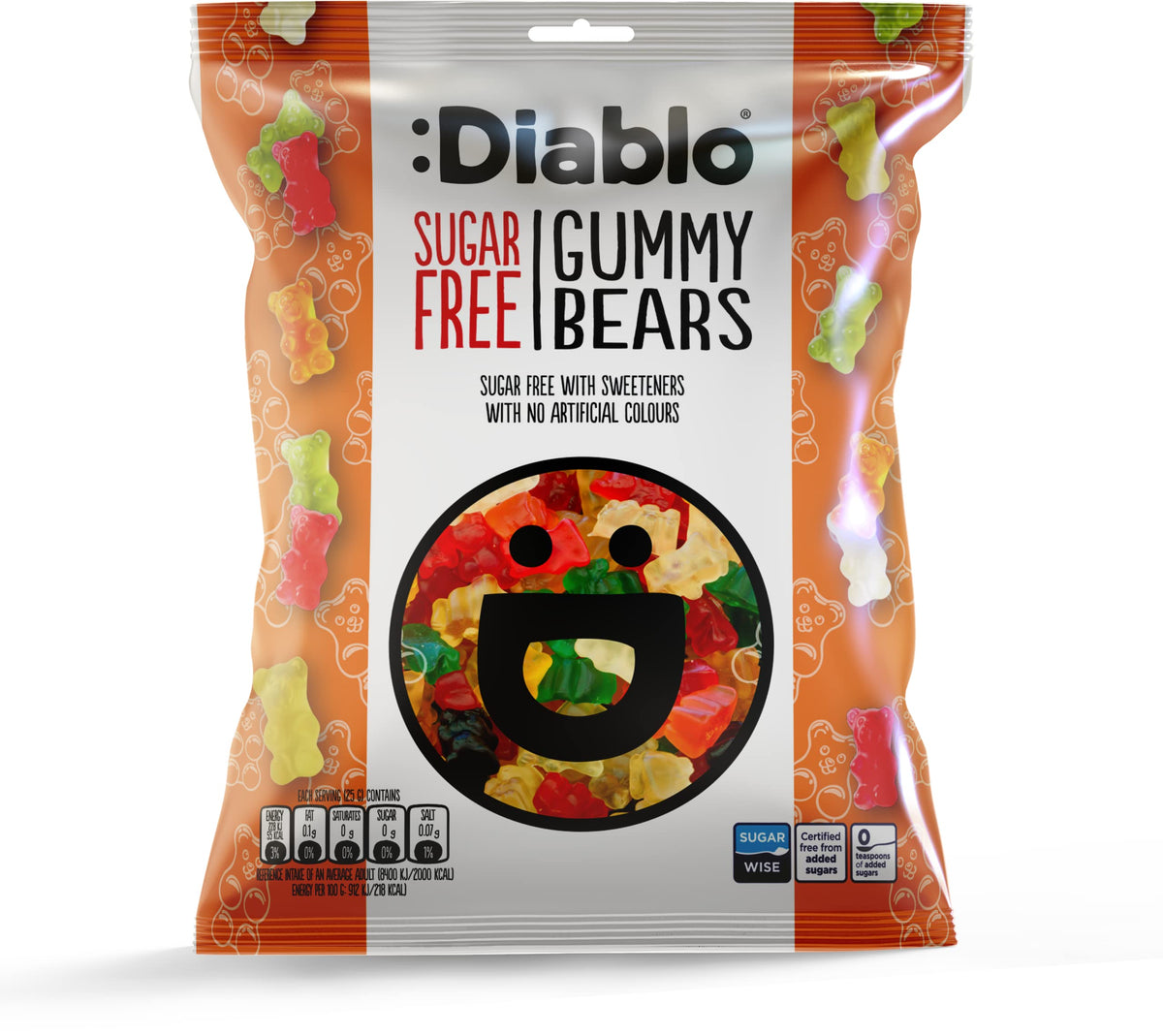 Diablo Gummy Bears | Sugar Free | Sweetened with Stevia | Gummy Sweets | Diabetic Hamper Available - Perfect for Gifting | 75g (Pack Of 1)