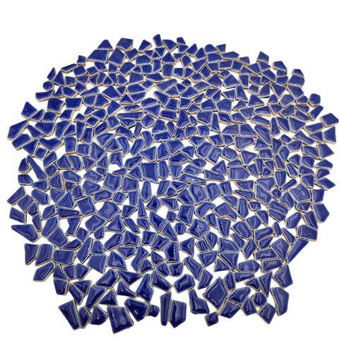1.1LB Irregular Ceramics Mosaic Tiles, Mosaic Pieces Stones for DIY Mosaic Making Craft Hobby Arts Home Wall Decoration (Navy Blue)