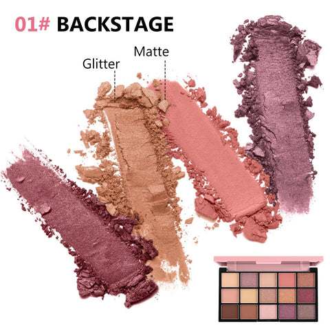 Boobeen 15 Colors Eyeshadow Palette, Highly Pigmented Matte and Shimmer Eye Shadow (with smudger), Soft Powder Eye Makeup Palette for Women and Girls, Create Flawless Glam Eye Looks