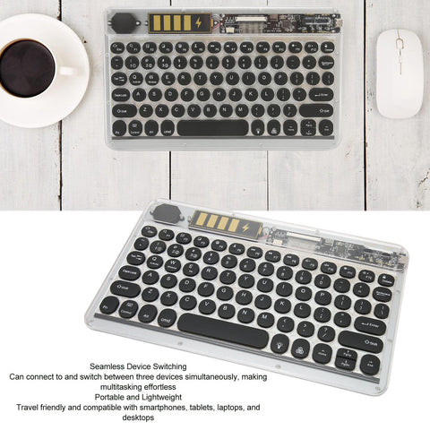 Portable Mechanical Gaming Keyboard, Wireless Hot Swappable RGB Mechanical Gaming Keyboard with Transparent Keycaps, Seamless Device Switching, for Android, Windows, iOS (Black)