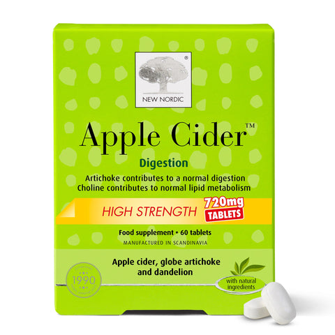 New Nordic Apple Cider Vinegar Tablets | 2160 mg ACV With The Mother | May Help Promote Weight Loss, Normal Digestion and Body Fluid Balance | For Men and Women | 60 High Strength Tablets