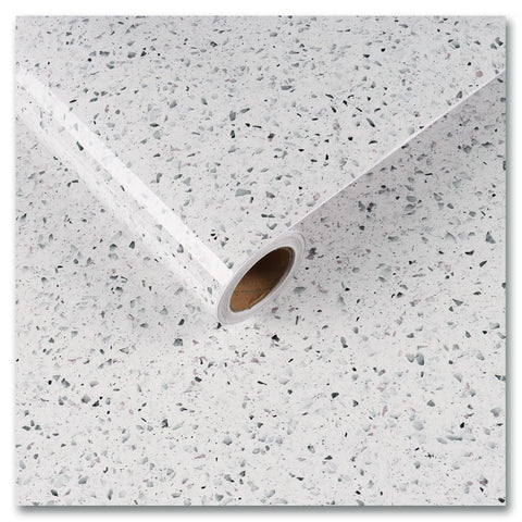 CRE8TIVE Granite Contact Paper 24"x118" White Granite Wallpaper Peel and Stick Countertops Self Adhesive Waterproof Marble Glossy Vinyl Paper Roll for Kitchen Bathroom Cabinets Counters Desk Decor