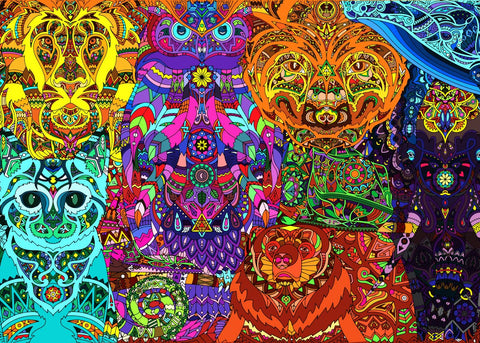 Brain Tree - Tribal Animals 500 Piece Puzzles for Adults-Jigsaw Puzzles-Every Piece is Unique with Droplet Technology for Anti Glare & Soft Touch Feel-19.5ÃƒÆ’Ã‚Â¢ÃƒÂ¢Ã¢â‚¬Å¡Ã‚Â¬Ãƒâ€šÃ‚ÂLx14.5ÃƒÆ’Ã‚Â¢ÃƒÂ¢Ã¢â‚¬Å¡Ã‚Â¬Ãƒâ€šÃ‚ÂW