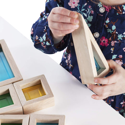 Guidecraft Rainbow Blocks Set - 30 Pcs. Kids Learning & Educational Toys, Stacking Blocks