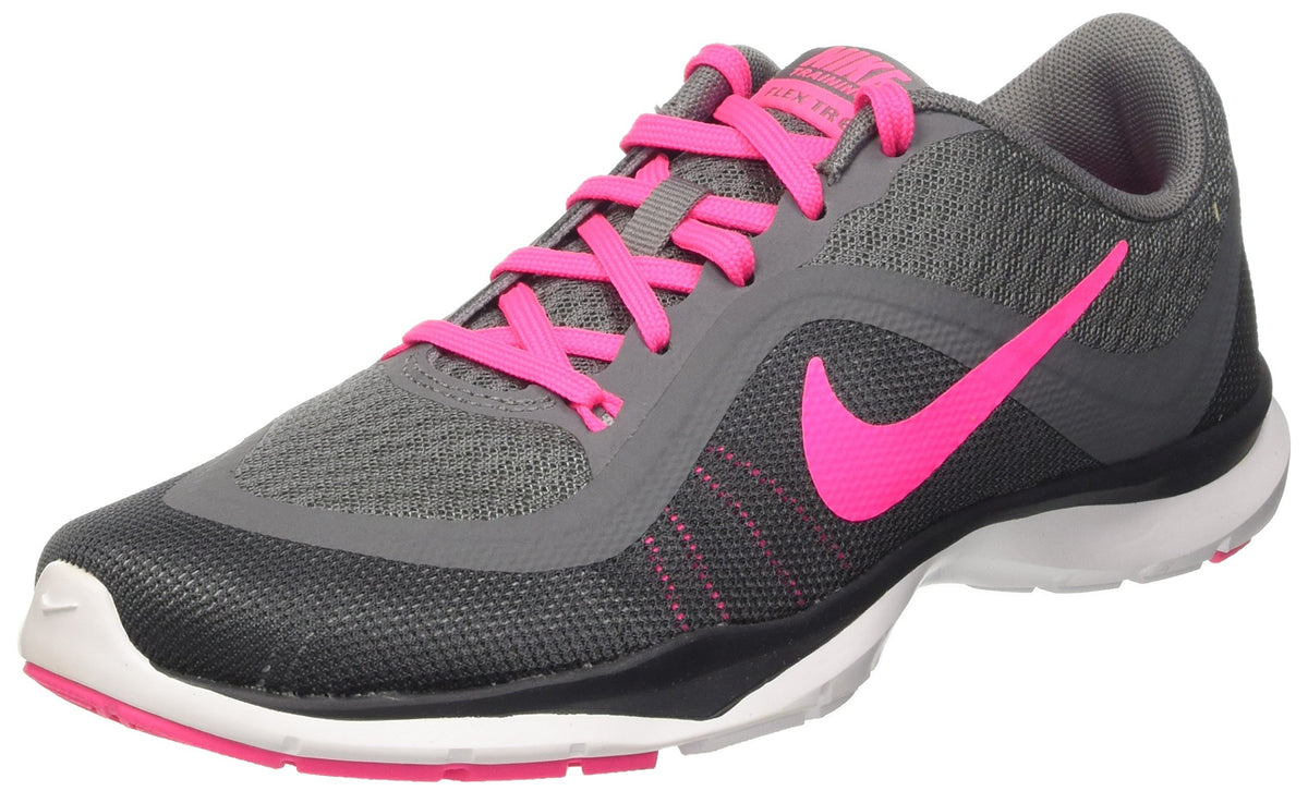 Nike Womens Wmns Flex Trainer 6, COOL GREY/PINK BLAST-DARK GREY-ANTHRACITE, 6 US