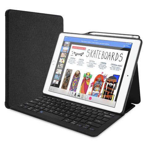 ProCase iPad Pro 12.9" 2017/2015 Keyboard Case, Built-in Apple Pencil Holder, Lightweight Folio Stand Protective Smart Book Cover with Wireless Keyboard for Apple iPad Pro 12.9 1st / 2nd Gen -Black