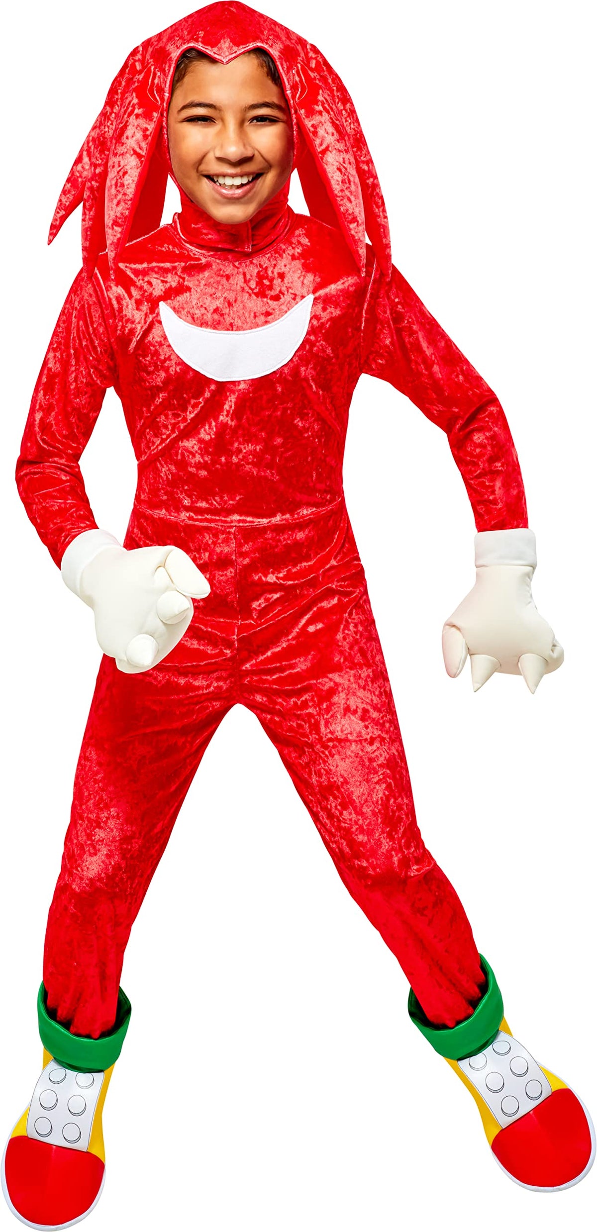 Rubies Child's Sonic The Hedgehog Knuckles Costume Jumpsuit and Headpiece, As Shown, Medium