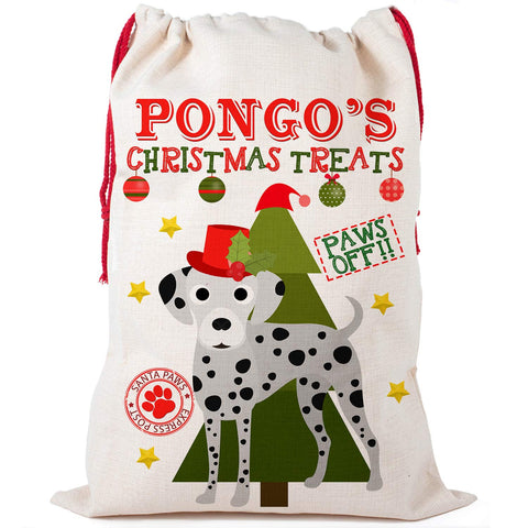 KRAFTYGIFTS Dog Christmas Sack Dalamatian Pet Personalised Treat Bag CDS37(Small)