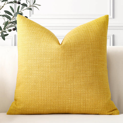 Artscope Linen Cushion Covers Set of 1 Decorative Square Pillowcase Pillow Cover 18x18 Inch for Home Decor Sofa Bedroom Car 45x45cm Yellow
