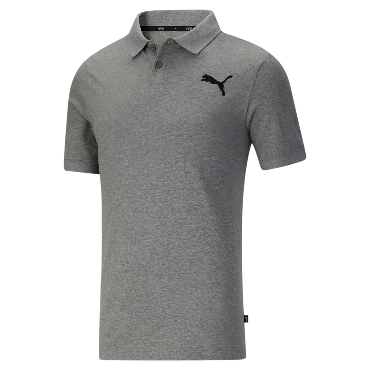 PUMA Men's Essentials Pique Polo, Medium Gray Heather/Cat, XS