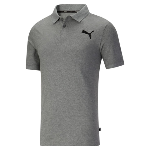 PUMA Men's Essentials Pique Polo, Medium Gray Heather/Cat, XS