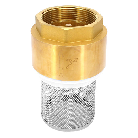 2" BSP Female Thread Brass Check Valve, Valve Foot Valve For Water with Mesh Strainer Filter Bottom