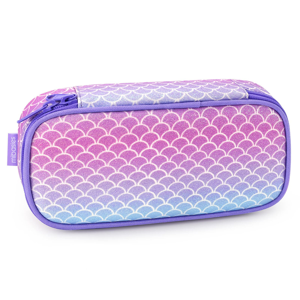 mibasies Mermaid Pencil Case for Girls, Kids Pencil Pouch Boys Soft Pen Box (Mermaid Blue Purple)